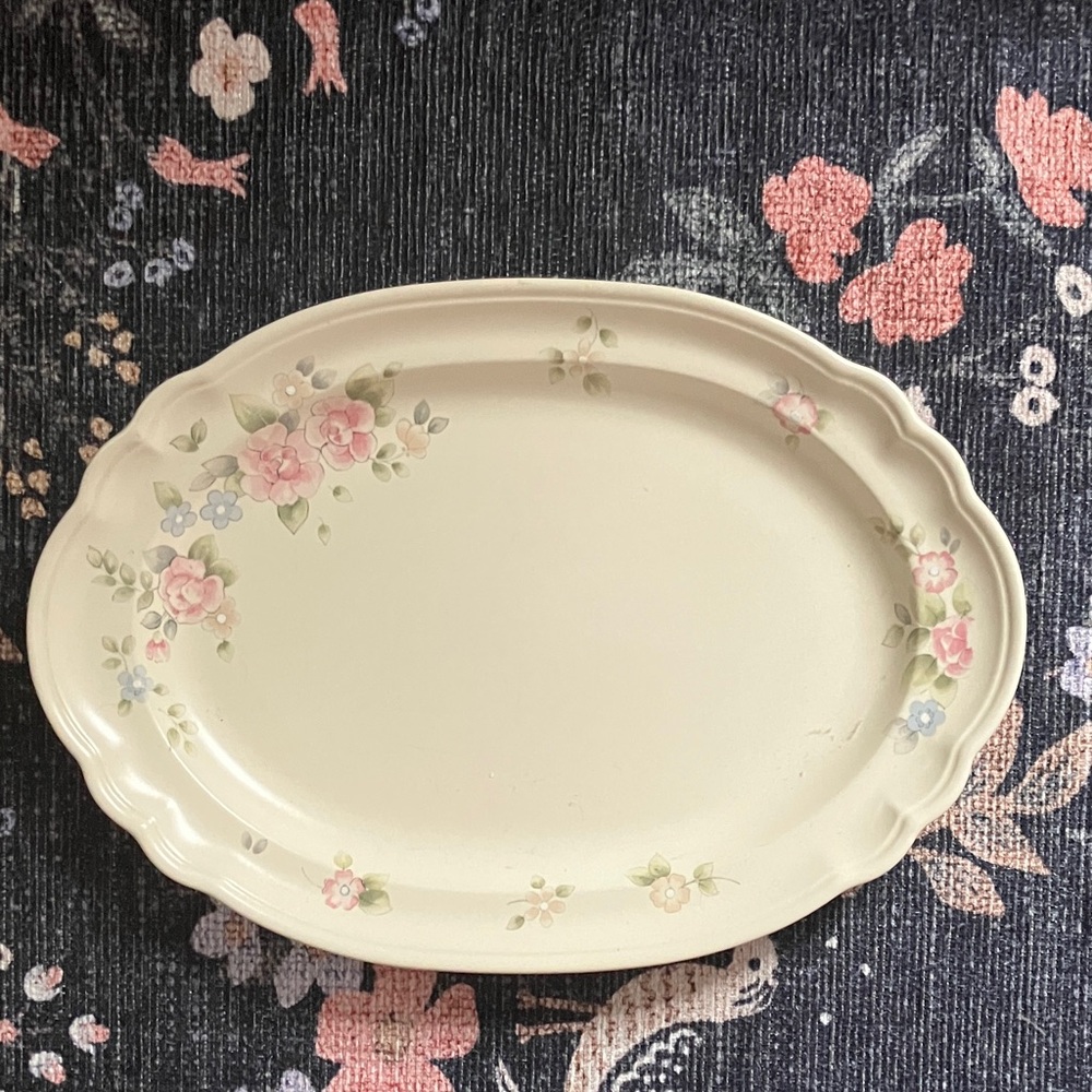 Pfaltzgraff tea rose 16” oval serving platter vintage classic pattern